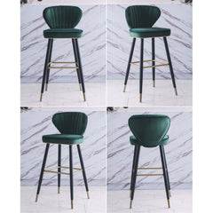 Modern blue velvet counter height bar stools with back for elegant kitchen seating