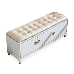 Stylish Upholstered Bench with Shoe Cabinet and Storage