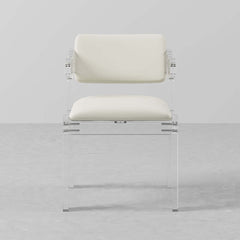 Contemporary acrylic white dining chair with arms to enhance your modern dining room decor