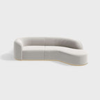 White curved sectional sofa with luxurious faux fur upholstery for a comfortable living room