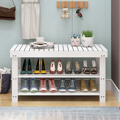 Contemporary shoe storage solution with 2-tier shelves for organizing shoes and keeping entryway tidy