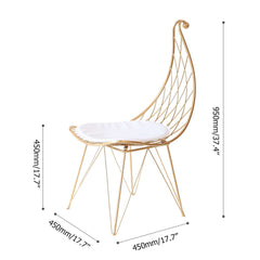 Golden finish modern dining chair with unique hollow metal design and comfy PU leather cushion