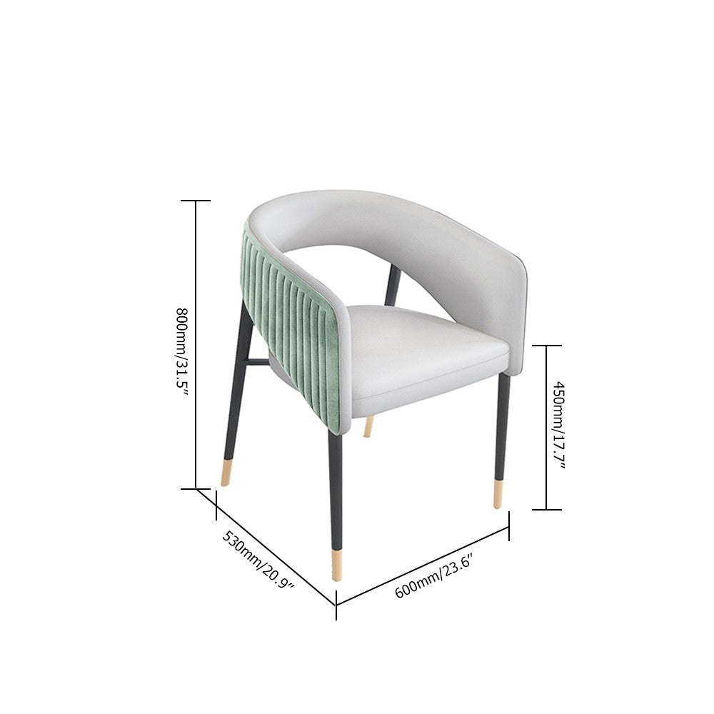 Modern Velvet Upholstered Dining Chair Accent Chair in Green Metal
