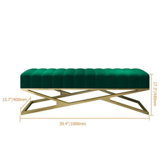 Chic and Stylish Orange Velvet Ottoman Bench with Gold XBase