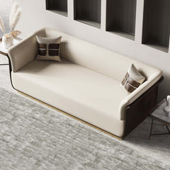 Chic rectangle sofa in off-white and brown for 3-seaters with Microfiber Leather Upholstery