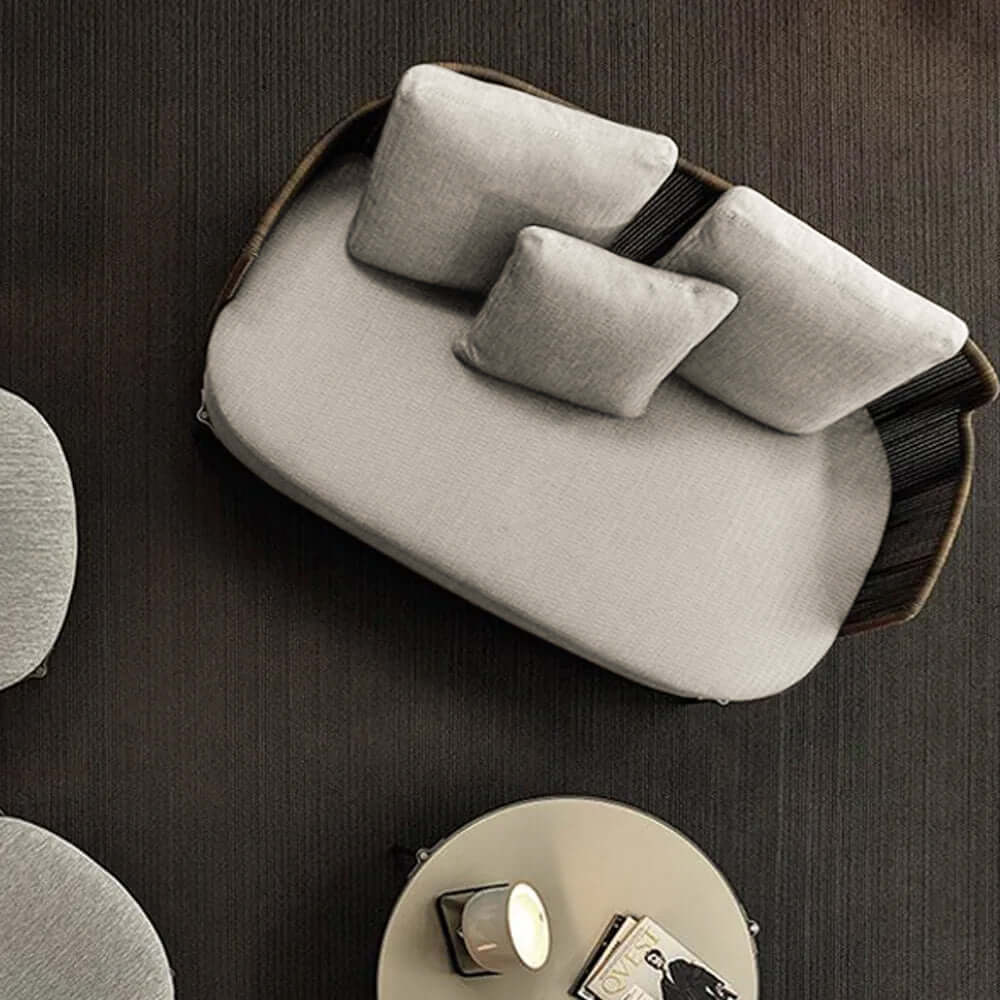 ラタンパティオソファ 2人掛け スクエアアームクッションバック サブ画像