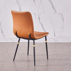 Stylish high backed dining chairs with upholstered leather in a set of 2