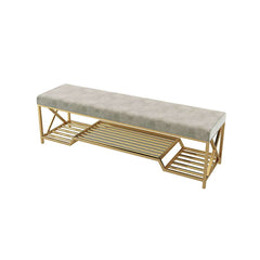 Versatile green storage bench with cushioned seat for hallway or living room