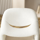 Modern White/Blue Boucle Sherpa Accent Chair Lounge & Chair