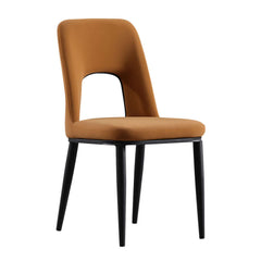 Modern orange dining chair with loop backrest armless design for comfortable seating