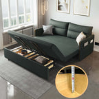 64-inch green convertible sleeper sofa bed with multi-functional design
