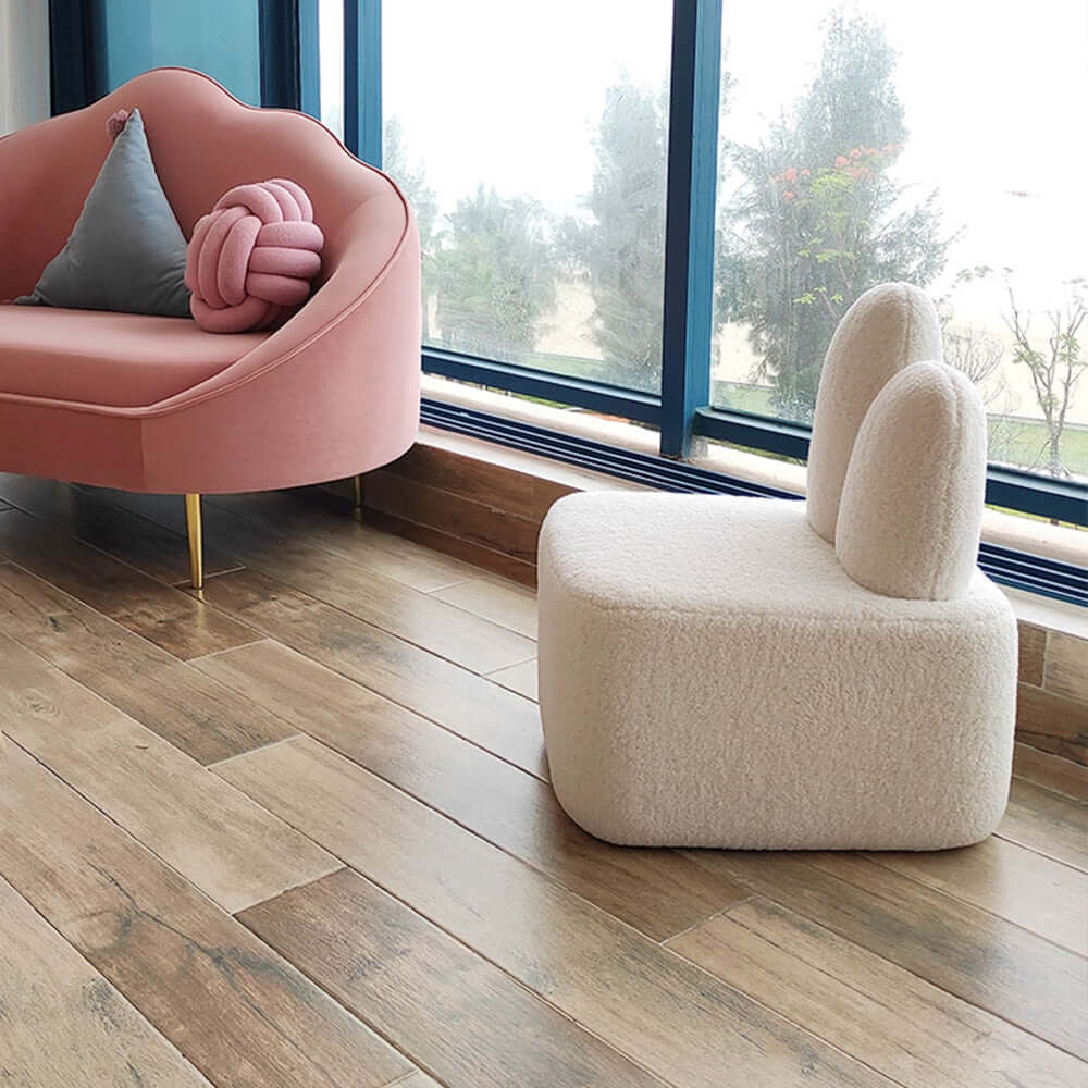 アクセントチェア ラビットベージュ張りモダンアクセントチェア サブ画像