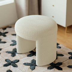 Modern Orange Boucle Vanity Stool Backless Makeup Accent Chair for Bedroom or Living Room Decor