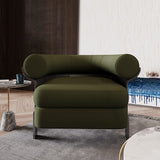 Modern Green Boucle Sherpa Upholstered Accent Chair with Round Back