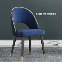 Chic and comfortable blue velvet dining chair with curved back, a set of 2 for your dining space