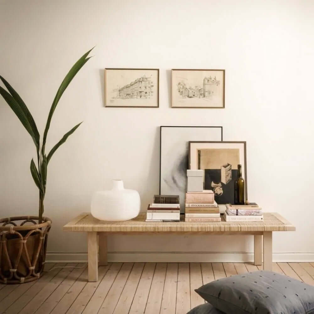 Farmhouse Innovative Woven Rattan Entryway Bench in Natural for Home Image principale du produit