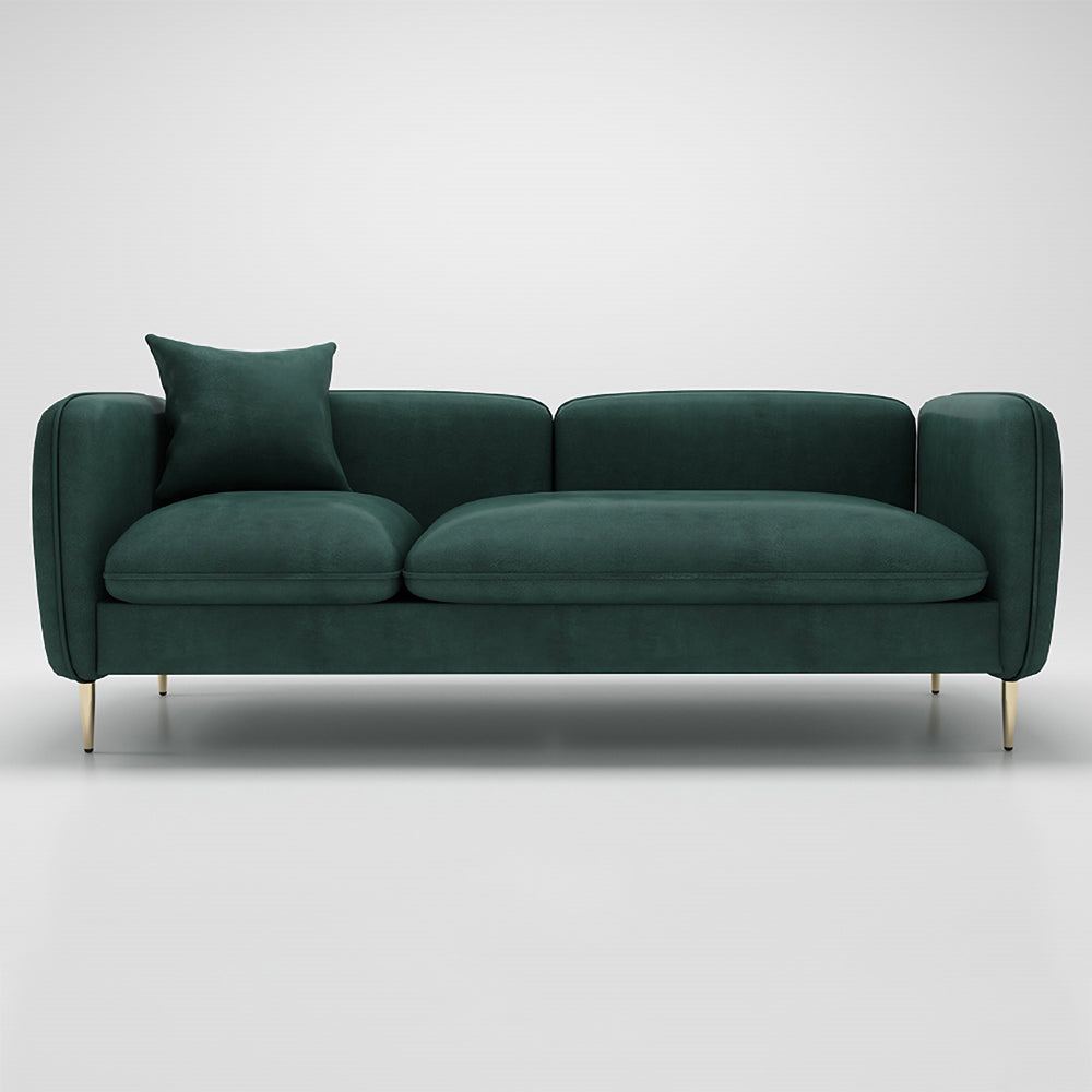 70.9" Modern LeathAire 3Seater Sofa in Green Upholstered with Stainless Steel Base