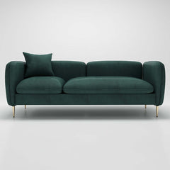 Green Upholstered 3Seater Sofa with Stainless Steel Base - Modern 70.9" LeathAire