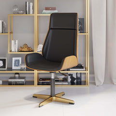 Elegant black leather high back home office chair