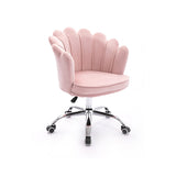 Beige Modern Swivel Office Chair Velvet Upholstered Task Chair Adjustable Height