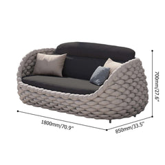 Gray outdoor sofa with removable cushion pillow for 3 people