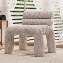 Beige Velvet Accent Chair Upholstery Horizontal Channeled for Living Room - Sleek and stylish upholstery chair for relaxation