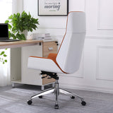 Faux Leather Office Chair Desk Chair with Wheels & Adjustable Height