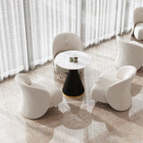 Modern White Boucle Accent Chair with Acrylic and Stainless Steel Legs for Living Room
