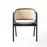 Black Modern Rattan Dining Chair Curved Back Dining Chair