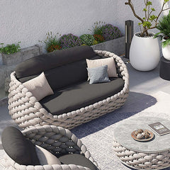 Chic 2-Person Patio Loveseat with Removable Cushions and Durable Woven Rope Design