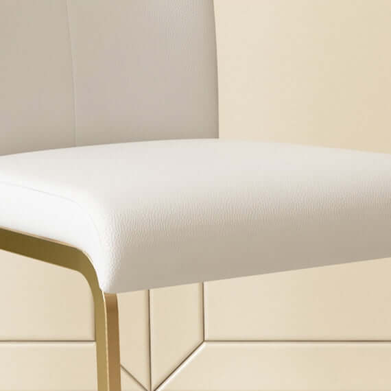 Luxurious Black PU Leather Dining Chairs with Gold Metal Base Set of 2