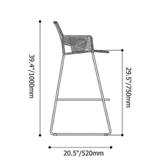 Attractive PE Rattan Bar Stool with Geomeric Back and Sturdy Footrest for Indoor or Outdoor Use