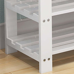 Elegant white shoe rack with 2 tier shelves, ideal for maintaining a clutter-free entryway