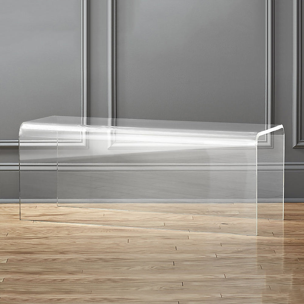 Acrylic clear backless entryway bench, modern minimalist style, 42.1 inch