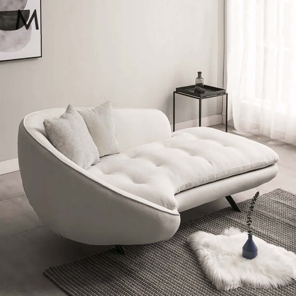 White/Black Modern Chaise Longue Sofa Upholstered Linen Sofa 3Seater Sofa in Steel Legs Secondary image