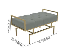 31.5'' gray faux leather upholstered bench with exquisite gold metal legs