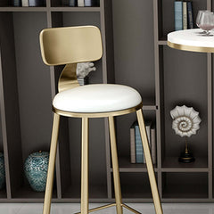 Set of 2 modern white bar stools with comfortable backs and footrests