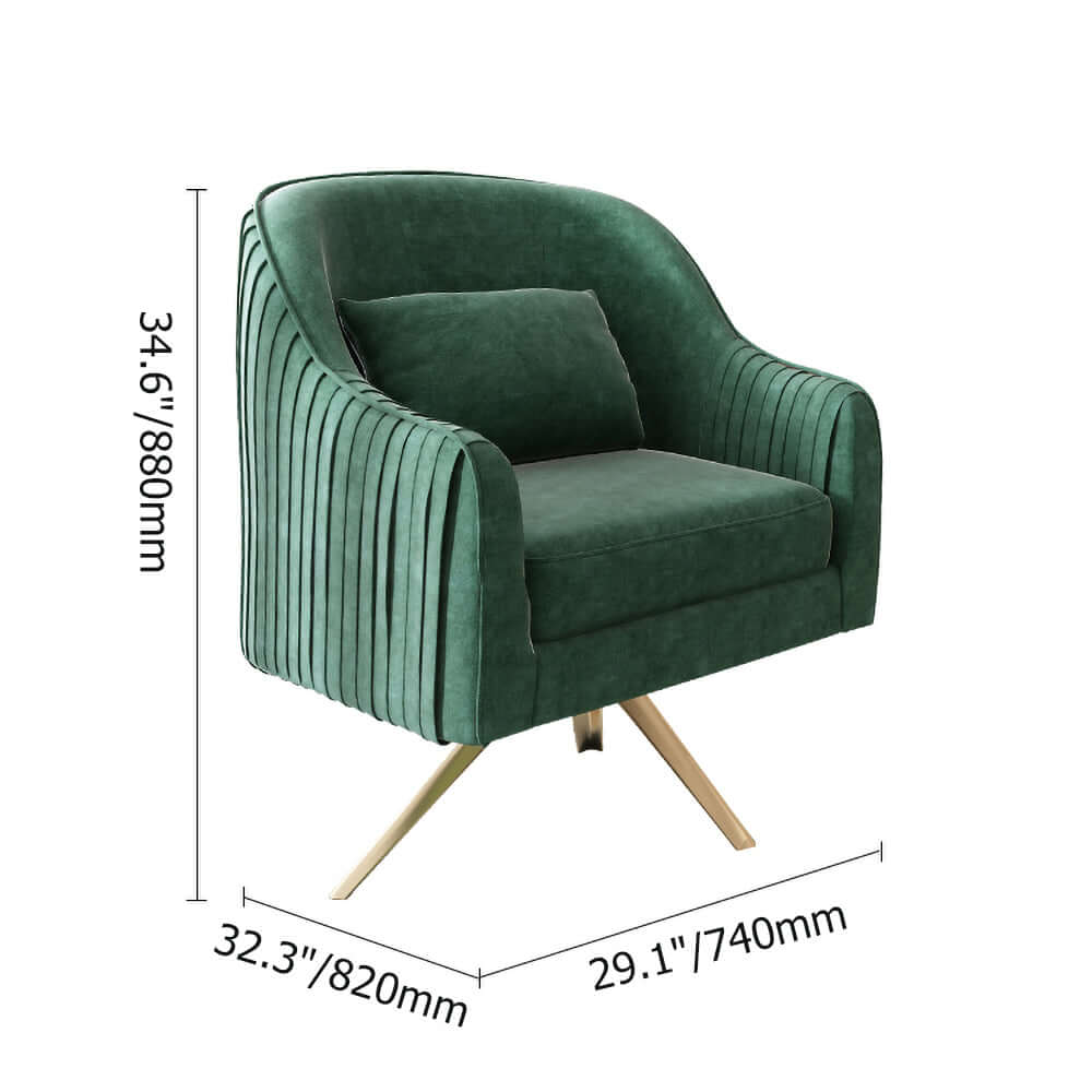 Chic modern upholstered armchair in pink velvet with accent pillow included