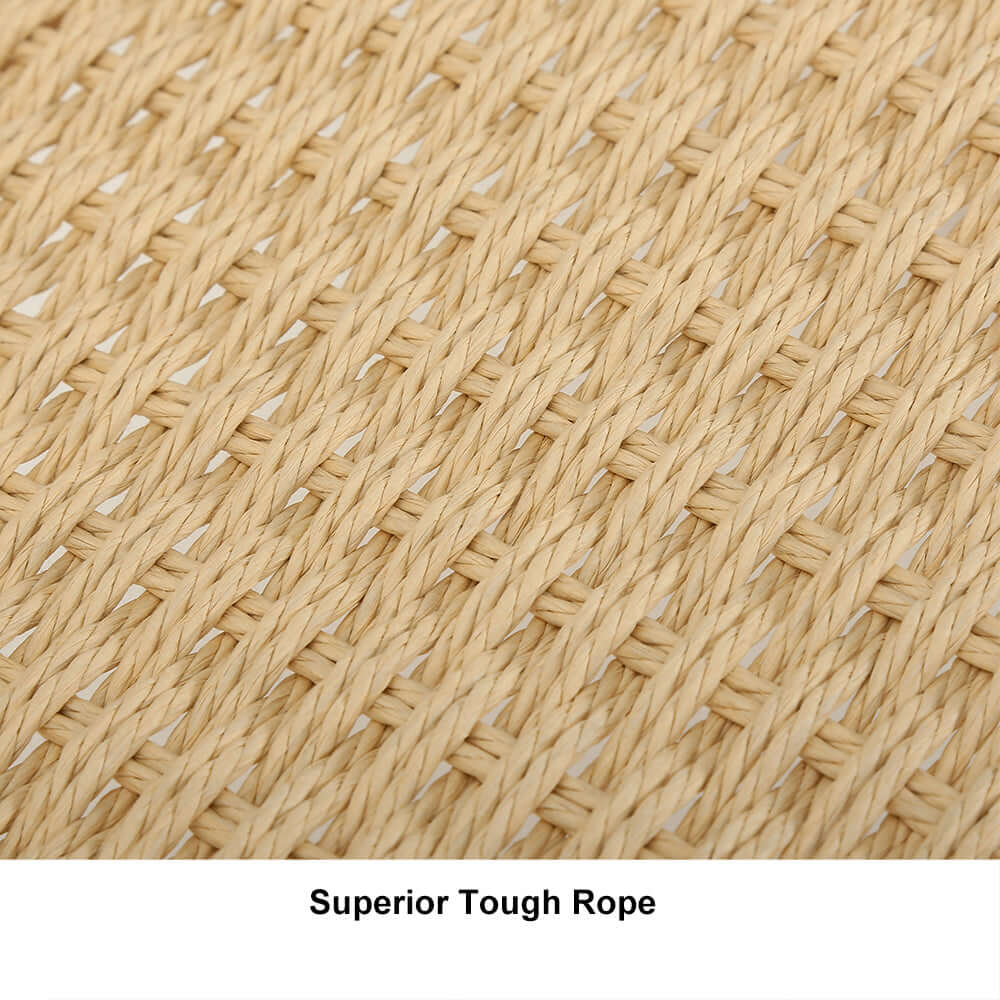 Rustic Foldable Recliner Chair featuring Ash Wood Frame and Woven Hemp Rope Back and Seat