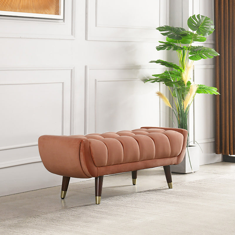 Modern Entryway Bench in Pink Velvet Upholstery for Elegant Home Decor