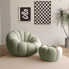 Elegant White/Pink/Red/Yellow/Green/Orange/Gray Pumpkin Swivel Chair with Boucle Sherpa upholstery