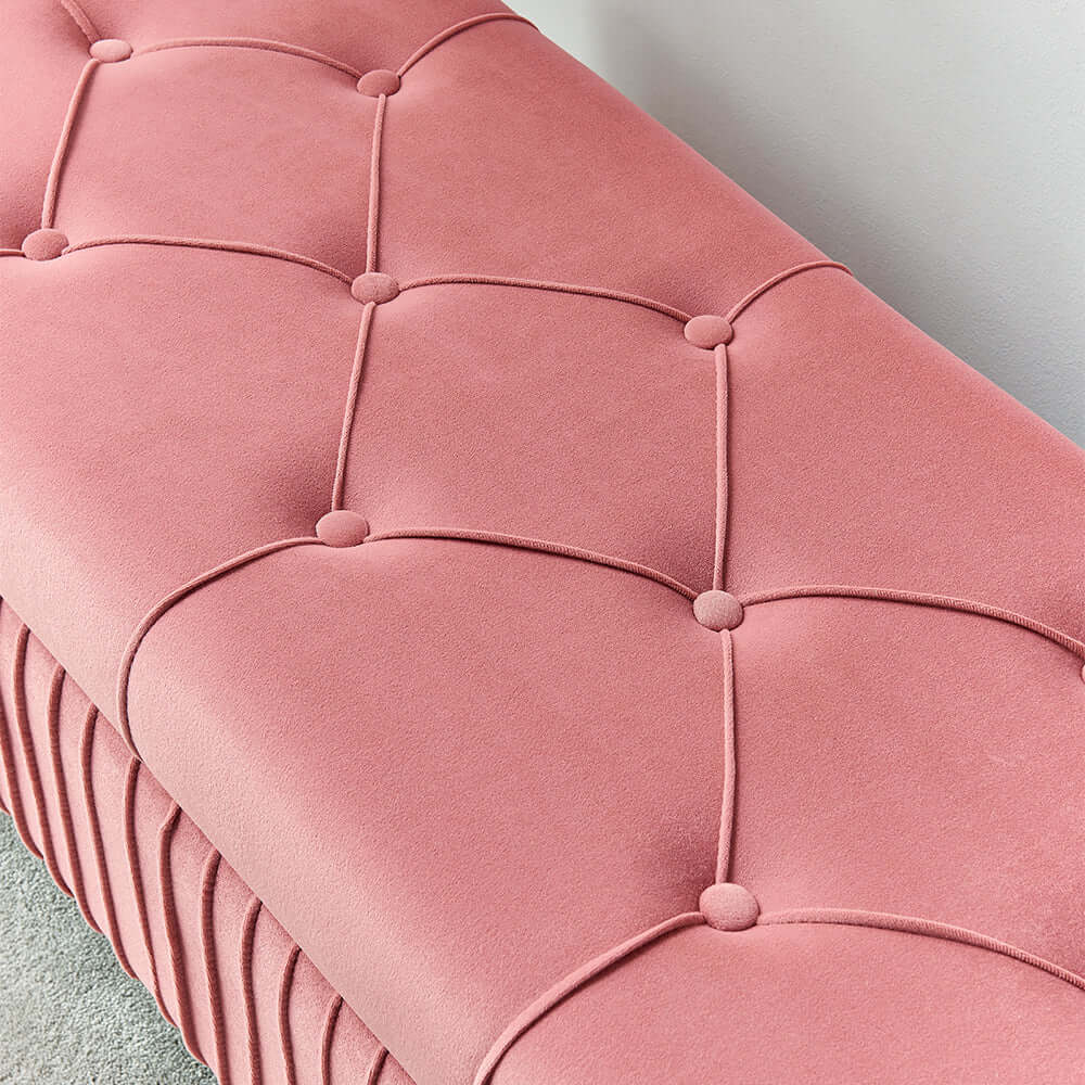 Trendy flip top storage bench in elegant gray velvet with gold legs