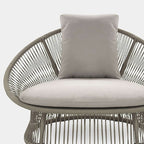 Patio Rattan Barrel Chair with Soft White Cushion Pillow for Relaxing Outdoors