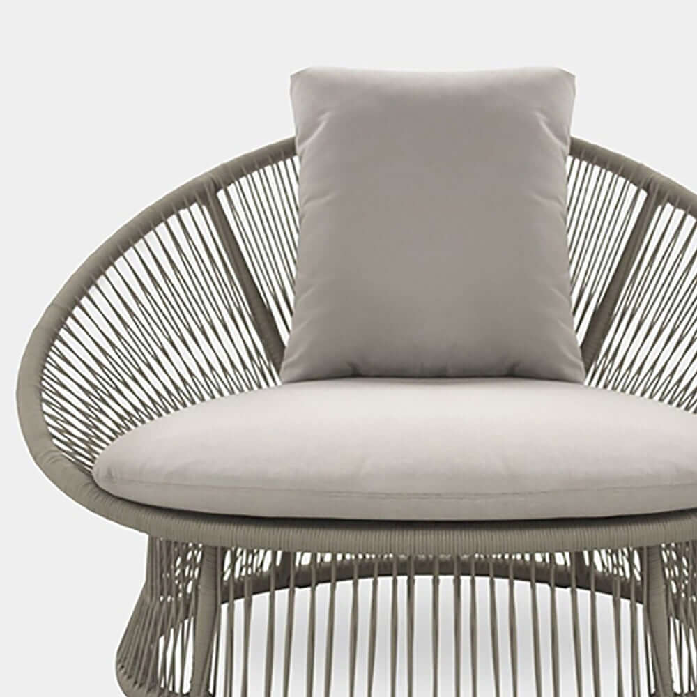 Patio Rattan Barrel Chair with Soft White Cushion Pillow for Relaxing Outdoors