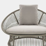 Patio Rattan Barrel Chair with White Cushion Pillow