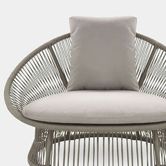 Patio Rattan Barrel Chair with Soft White Cushion Pillow for Relaxing Outdoors