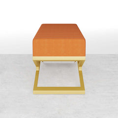 Beautiful Modern Bedroom Bench with Vibrant Orange Velvet Upholstery