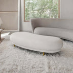 Upholstered curved bench in white velvet for bedroom