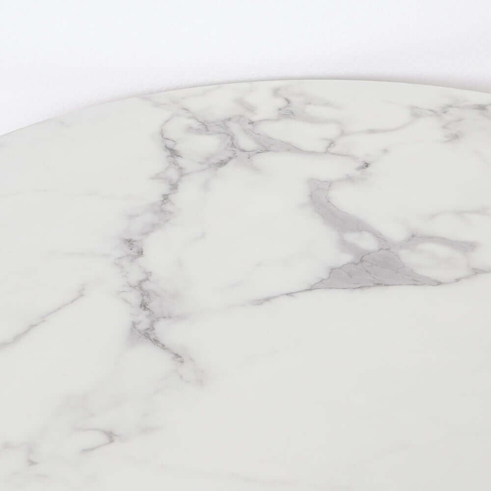 Elegant round gold metal and white marble accent table set of 2 for home decor