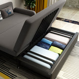 Modern Deep Gray Convertible Sofa Bed Full Sleeper with Storage Cotton & Linen Upholster